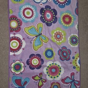 Purple Butterfly & Floral Plush Throw Blanket